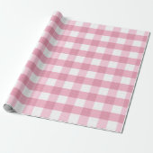 Pink & White Classic Gingham Pattern Cadeaupapier (Uitgerold)