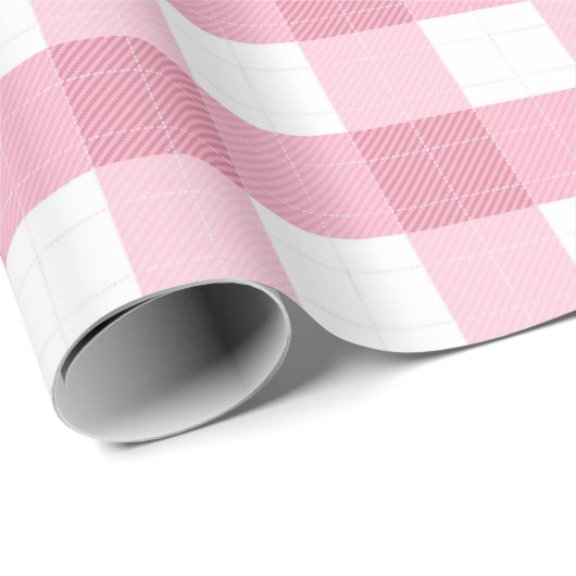 Pink & White Classic Gingham Pattern Cadeaupapier (Rol Hoek)