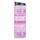 Pink White Cozy Stripes Christmas Thermosbeker (Geroteerd rechts)
