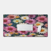 Pink & White Daisies - Desk Mat (Keyboard & Muis)