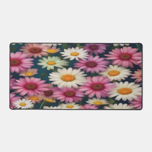 Pink & White Daisies - Desk Mat (Voorkant)