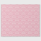 Pink White Damask Patroon Cadeaupapier (Vlak)