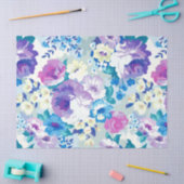 Pink White en Blue Summer Flowers Patroon Tissuepapier (Craft)