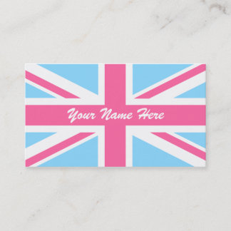 Pink White en Blue Union Jack Vlag Visitekaartje