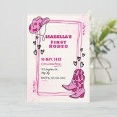 Pink & White First Rodeo Girl Invitations d'annive (Debout devant)
