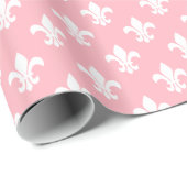 Pink White Fleur de Lis Pattern Cadeaupapier (Rol Hoek)