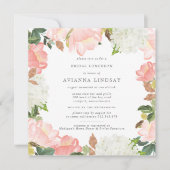Pink White Floral Botanical Bridal Luncheon Kaart (Voorkant)