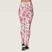 Pink White Floral gepatterd | LEGGINGS (Achterkant)