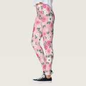 Pink White Floral gepatterd | LEGGINGS (Links)