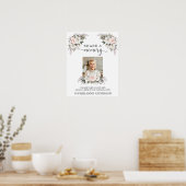 Pink White Floral Share a Memory Funeral Kaart Sig Poster (Keuken)