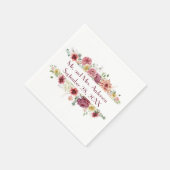 Pink White Floral Specialized Names Wedding Date Servet (Hoek)