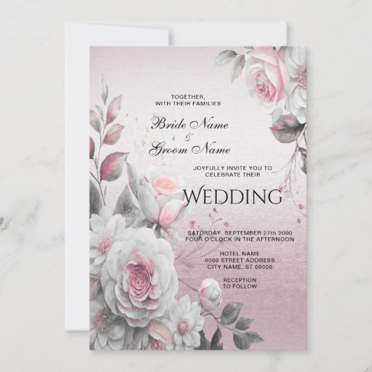Pink White Floral Weddenschap Kaart (Voorkant)
