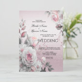 Pink White Floral Weddenschap Kaart (Staand voorkant)