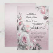 Pink White Floral Weddenschap Kaart (Voorkant / Achterkant)