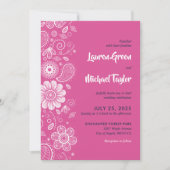 Pink White Flower Swirls Paisley Pattern Kaart (Voorkant)