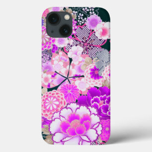 PINK WHITE FLOWERS Peony, Rozen Japanse Floral iPhone 13 Hoesje
