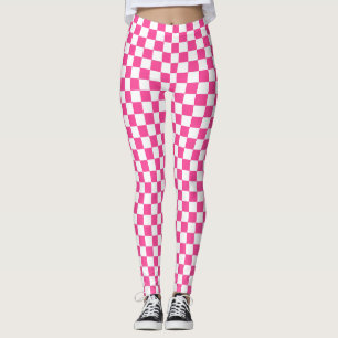 Pink & White Gecontkered Spandex-Leggings Leggings
