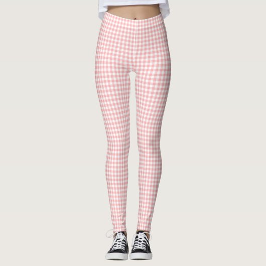 Pink White Gingham-cheque Leggings (Voorkant)