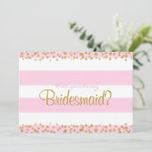Pink White & Gold Be My Bridesmaid etc. Carte (Debout devant)