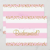 Pink White & Gold Be My Bridesmaid etc. Carte (Devant / Derrière)