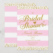 Pink White & Gold Hearts BRIDAL SHOWER Invitations (Devant / Derrière)