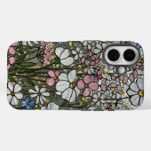 Pink White Gold Wildflowers Glas in lood Effect Case-Mate iPhone Case (Achterkant (horizontaal))