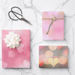 Pink White Heart Inpakpapier Vel