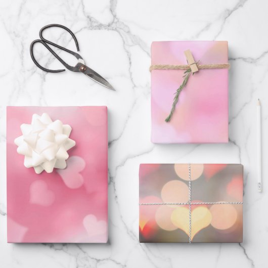 Pink White Heart Inpakpapier Vel (Voorkant)