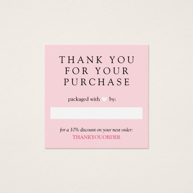 Pink White Heart Thank You For Order (Devant)