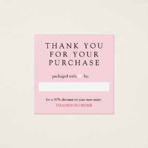 Pink White Heart Thank You For Order Vierkante Visitekaartjes