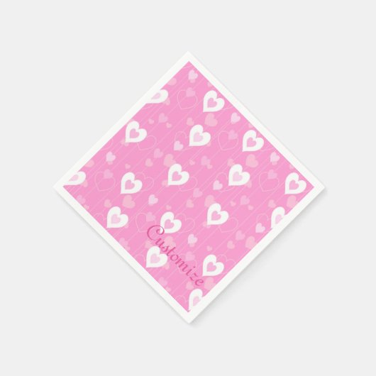 Pink & White Hearts Pattern Napkins Servetten (Hoek)