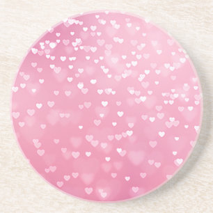 Pink White Hearts Verjaardag Zandsteen Onderzetter