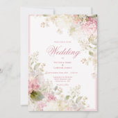 Pink White Hydrangeas Elegant Wedding Invitation (Devant)