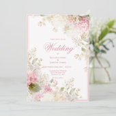 Pink White Hydrangeas Elegant Wedding Invitation (Debout devant)