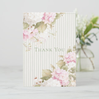 Pink White Hydrangeas Sage Green Bridal Shower  Bedankkaart