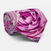 Pink White Lavender Roos Flowers Patroon Stropdas (Opgerold)