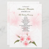 Pink & White Lilies Programme de mariage (Devant / Derrière)