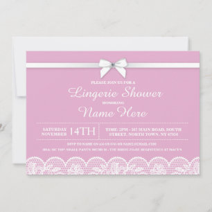 Pink White Lingerie Vrijgezellenfeest Lace Uitnodi Kaart