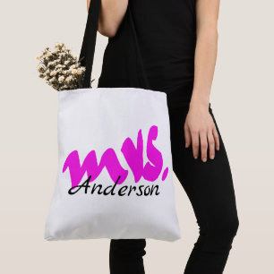 Pink White Mrs Gifts Party Favor Monogrammen Cute Draagtas
