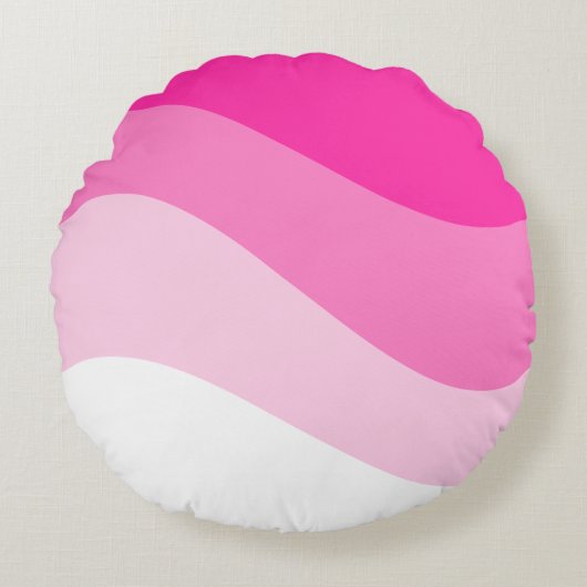 Pink White Ombre Wave pattern Rond Kussen (Voorkant)