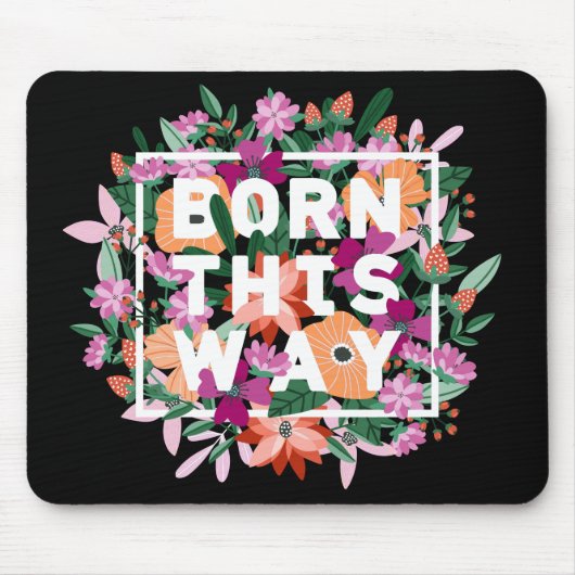Pink White Oranje Floral Lesbian Pride Muismat (Voorkant)