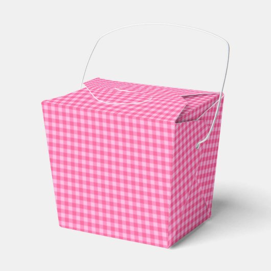 Pink-White-Pastel Gingham-PARTITY FAVOR BOX, neem  Bedankdoosjes (Voorkant Zijde)