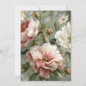 Pink & White Peonies Floral Wedding Invitation Kaart (Achterkant)