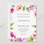 Pink White Peony Floral Greenery Elegant Wedding Kaart (Voorkant)