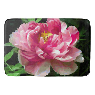 Pink White Peony Waterverf Fine Floral Badmat