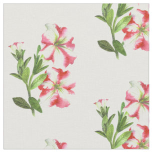 Pink White Petunias Cotton Fabric Stof