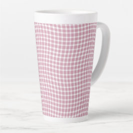 Pink White Plaid Checker Seamless Pattern Latte Mok