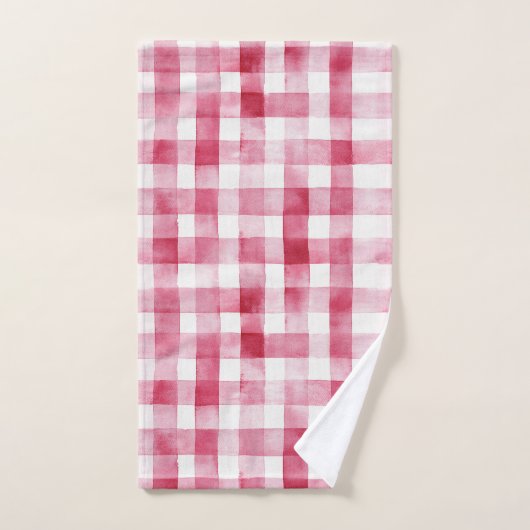 Pink White Plaid Stripes Anniversaire (Serviette à main)