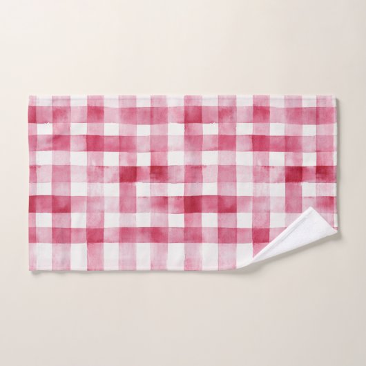 Pink White Plaid Stripes Anniversaire (Serviette à main)