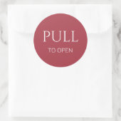 Pink  White Pull to Open Door Sign Ronde Sticker (Tas)